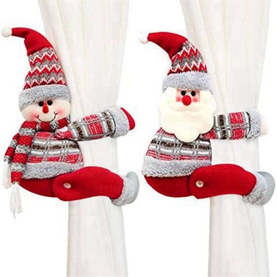 Set Of 2 Christmas Curtain Buckle Tieback,cute Santa -curtain Holdbacks Tiebacks,christmas Holiday D