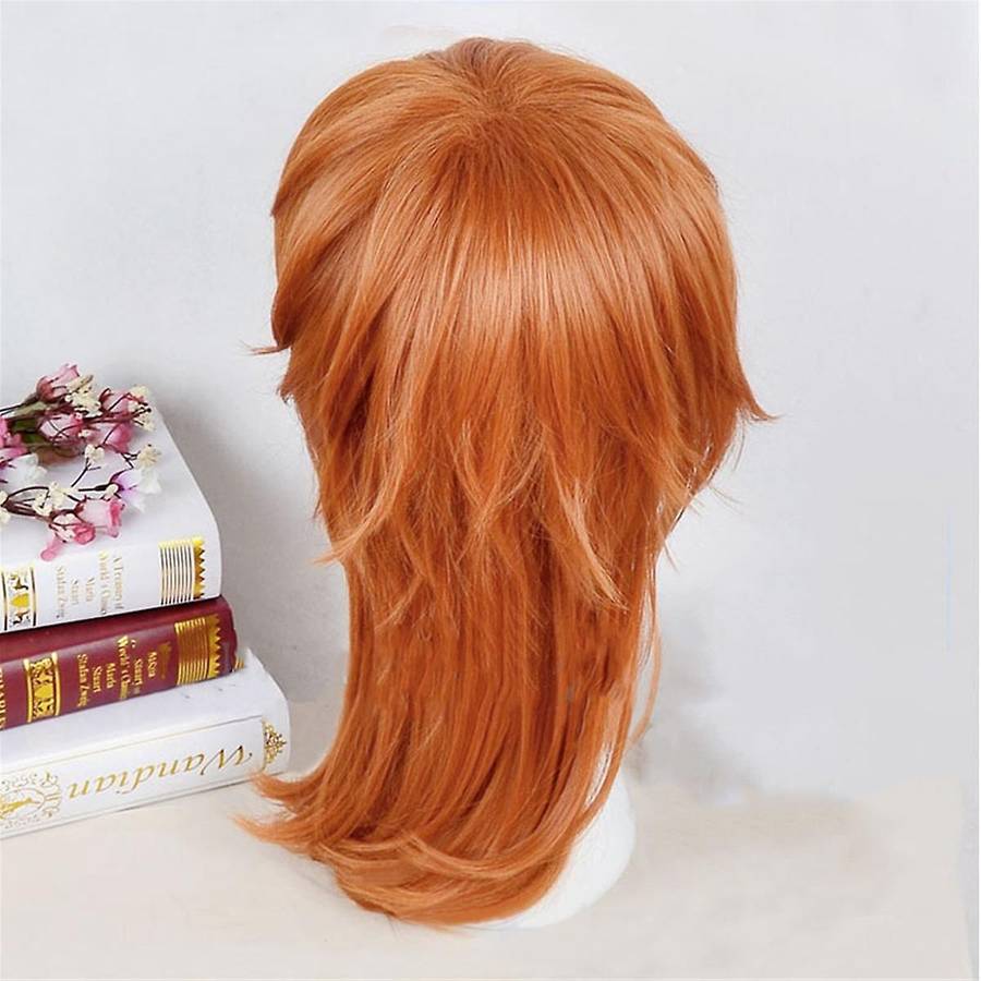 Short Orange Wig Cosplay Costume Men Anime Layered Character Costume Wig Halloween Party Wig