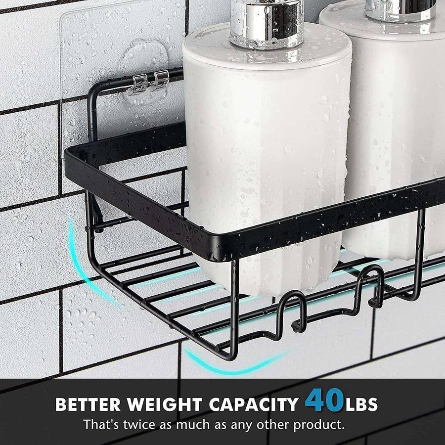 Shower Shelf Organizer Rack(2Pack), Bathroom Accessories Basket Shelves with Hooks, Wall Mount Show