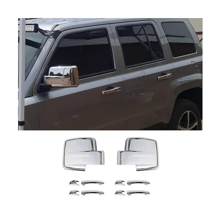 Side Rearview Mirror Cover Shell Trim + Door Handle Cover Decoration for Patriot 2011-2016 Car Acces