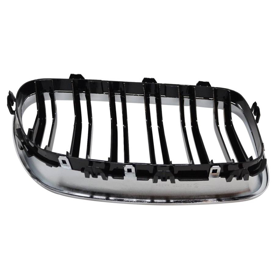 Silver + black Dual Fin Front Grille Grill Hood Nose for F10 F11 5 2010-2015