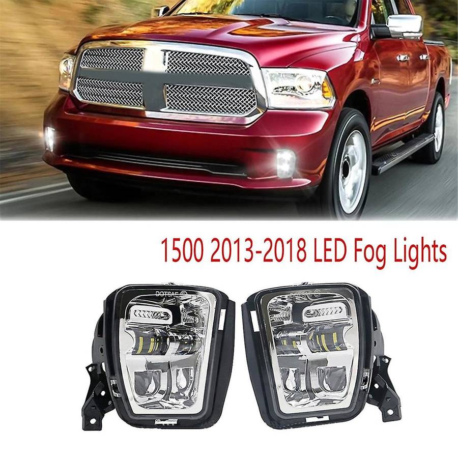 Silver for Ram 1500 2013-2018 Led Fog Lights White Drl Bumper Driving Lamps Waterproof Car Accessori