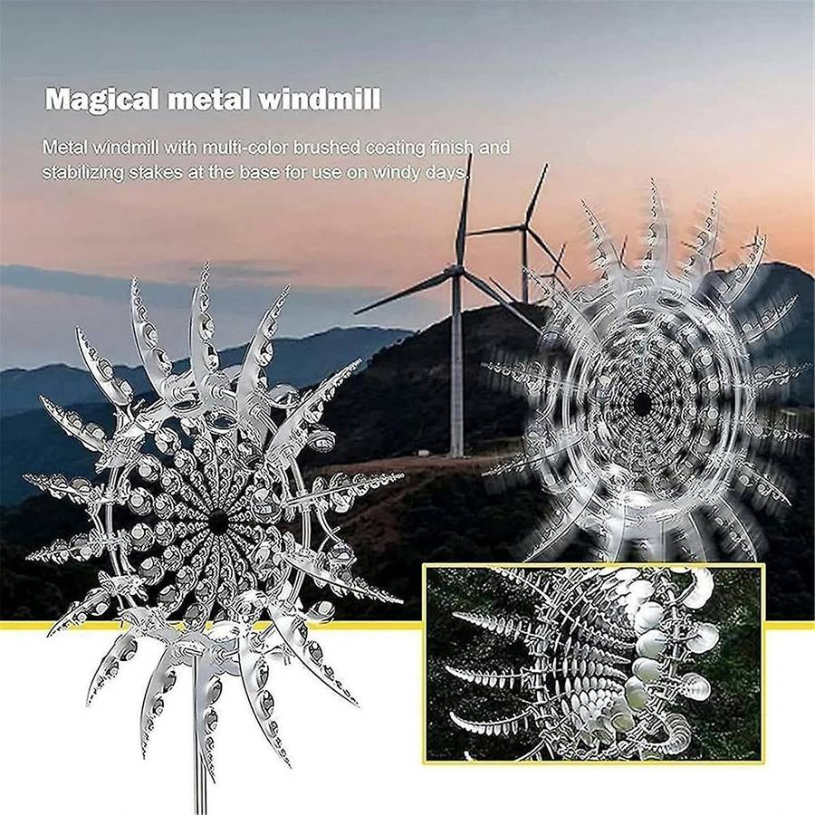 Silver Retro Wrought Iron Metal Ornaments Wrought Iron Windmill Outdoor Courtyard Garden Shape