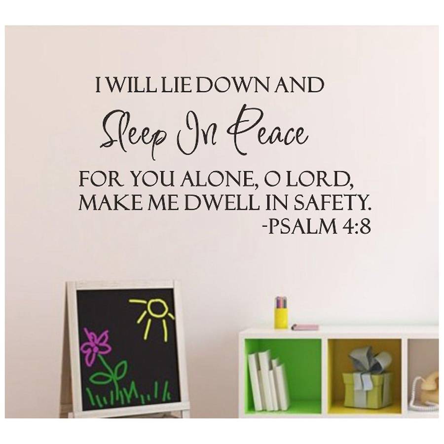 Sleep In Peace Psalm 4:8 Bible Verse Lettering Wall Decal Decor Quote Inspire