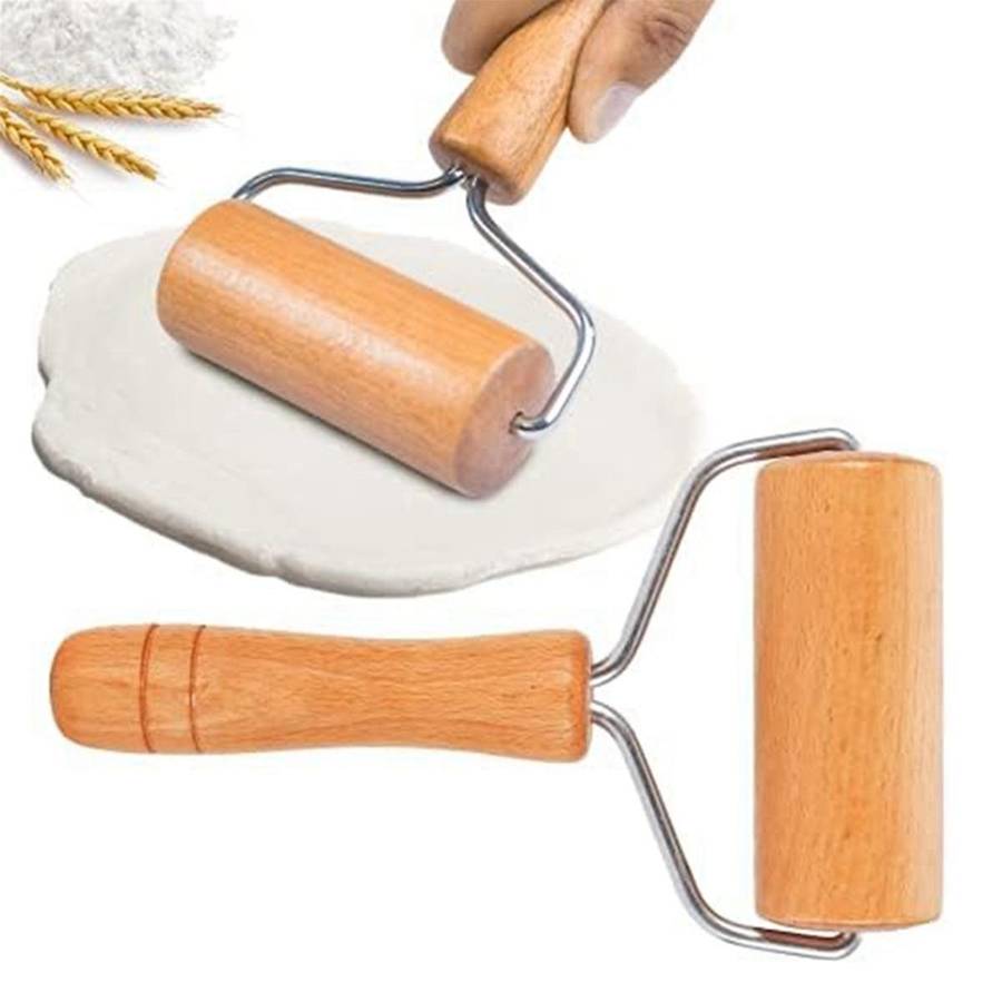 Small Rolling Pin, Wooden Dough Roller, Non-Stick Pizza Roller, Dough- Roller Set for Home Kitchen B