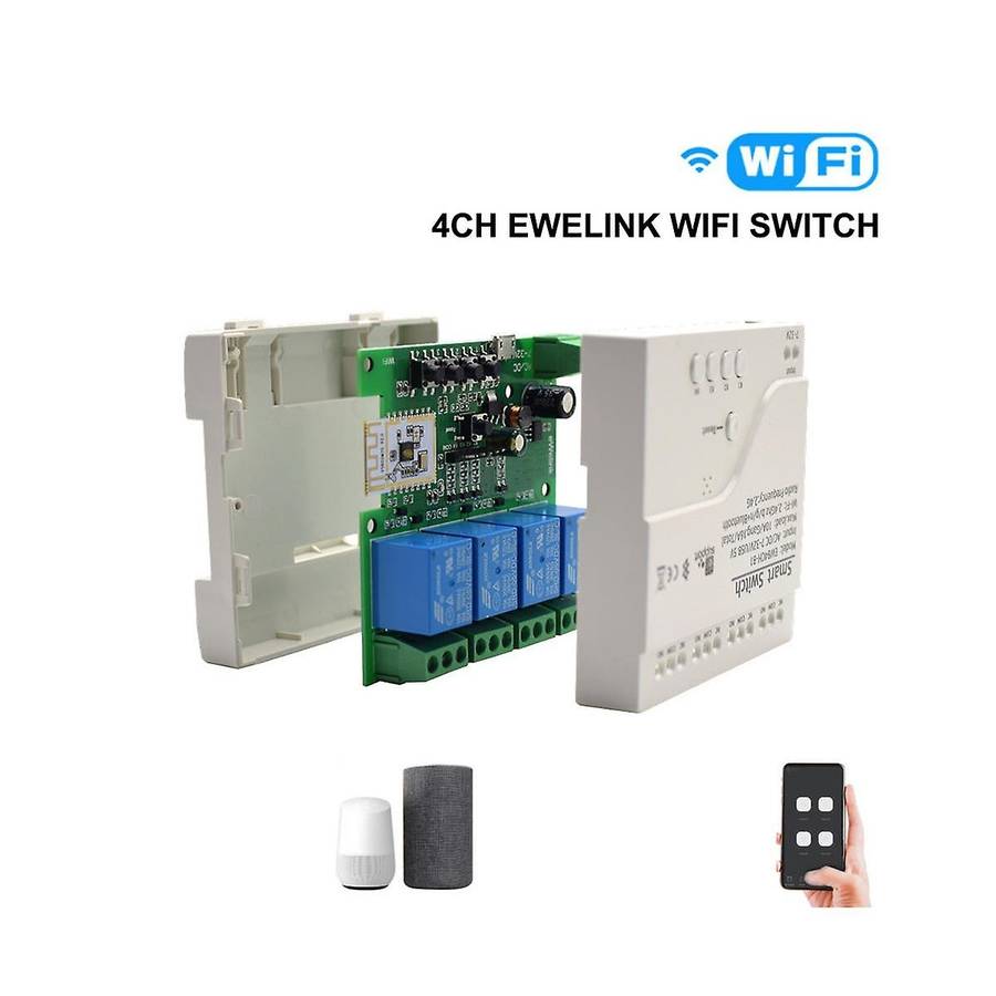 Smart WiFi Bluetooth Switch Relay Module 85-250V on Off Controller 4CH 2.4G WiFi Remote for Alexa Go