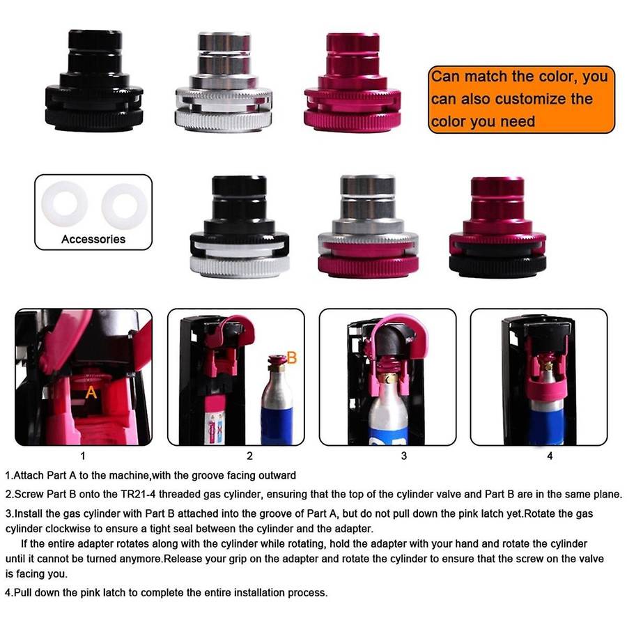 Soda Cylinder Stream Thread Converts Adapter Match Cube Tank Female DUO/ART/ to Male Tr21-4 Gold