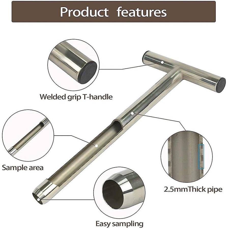 Soil Sampler Probe12 Inch, T-Style Handle Soil Test Kits Soil Probes for Soil Sampling Plant Care Ga