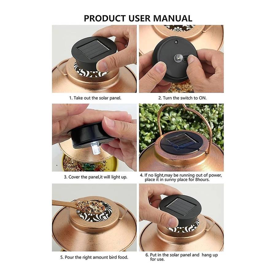 Solar Bird Feeder for Outdoors Hunging, Metal Waterproof Outside Wild Bird Feeders, Feeders, Garden