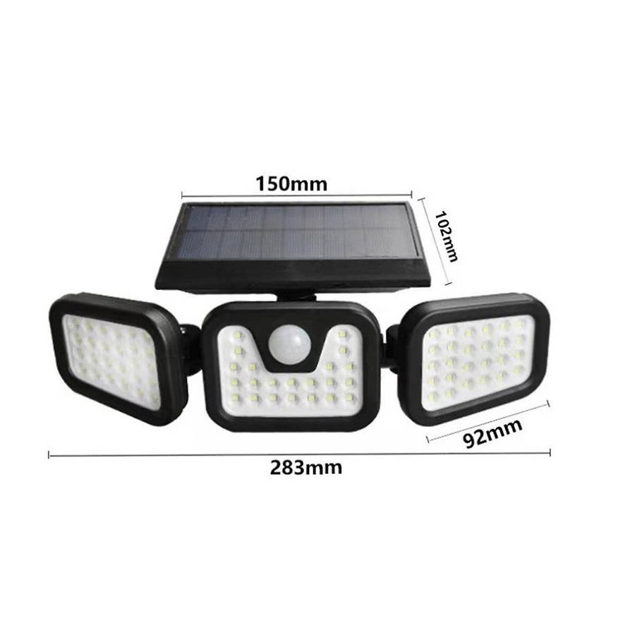 Solar Induction Floodlight Waterproof 74led Three-head Foldable Floodlight Smart Induction Outdoor L