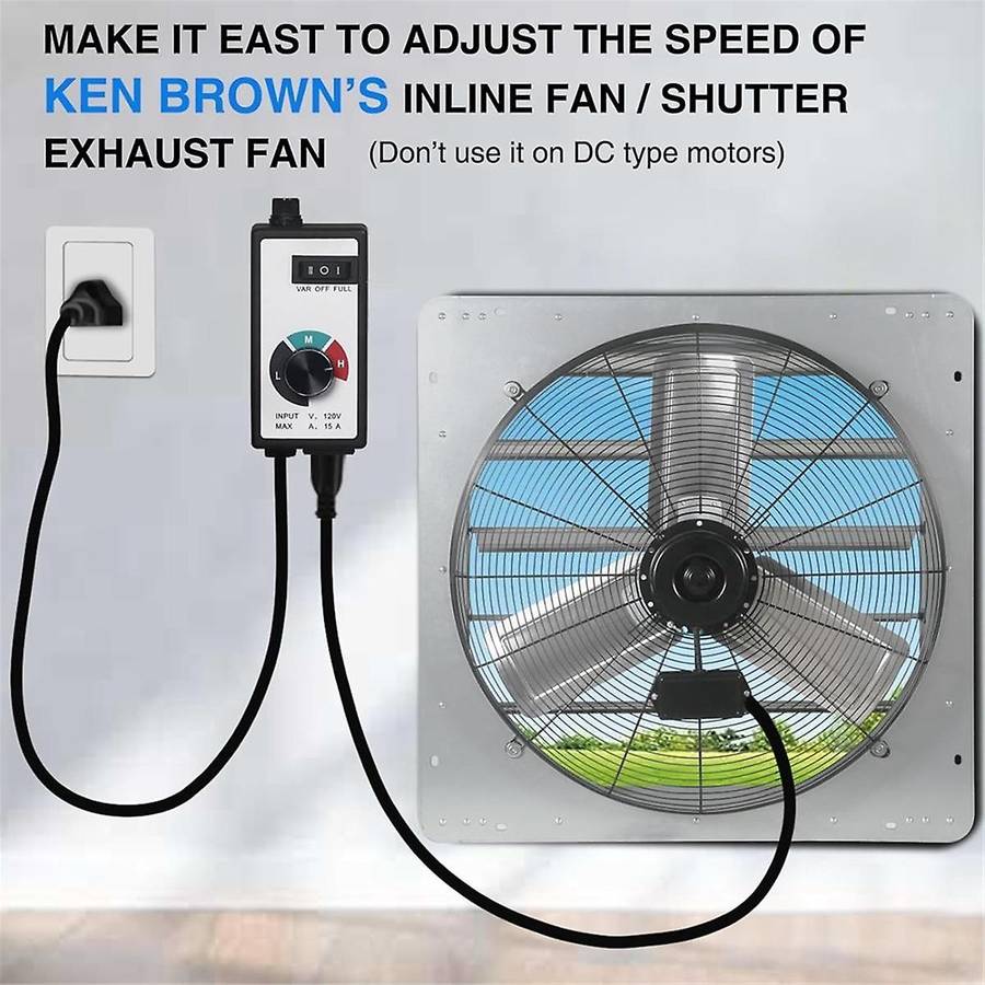 Speed Controller Fan Speed Controller 120V 15Amp Speed Adjuster for Exhaust Fan and Inline Duct Fan