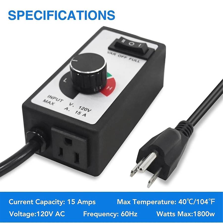 Speed Controller Fan Speed Controller 120V 15Amp Speed Adjuster for Exhaust Fan and Inline Duct Fan