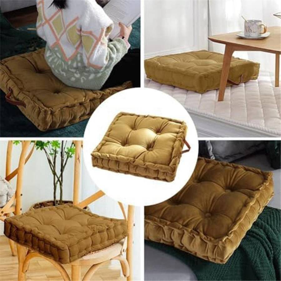 Square Seat Cushion Thick Dutch Fleece Floor Pillow Cushion with Carrying Handle Meditation Cushion