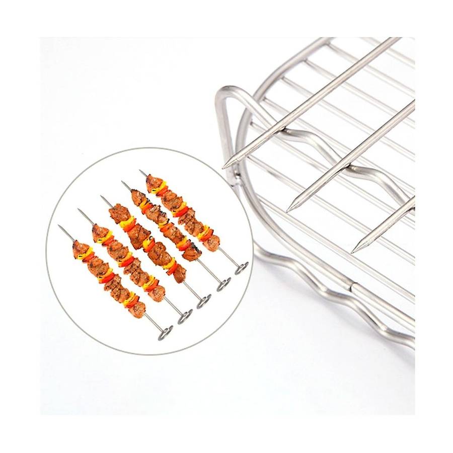 Stainless Steel Airfryers Double Layer Rack Versatile Square Roasting Grill with Skewers Baking Tray