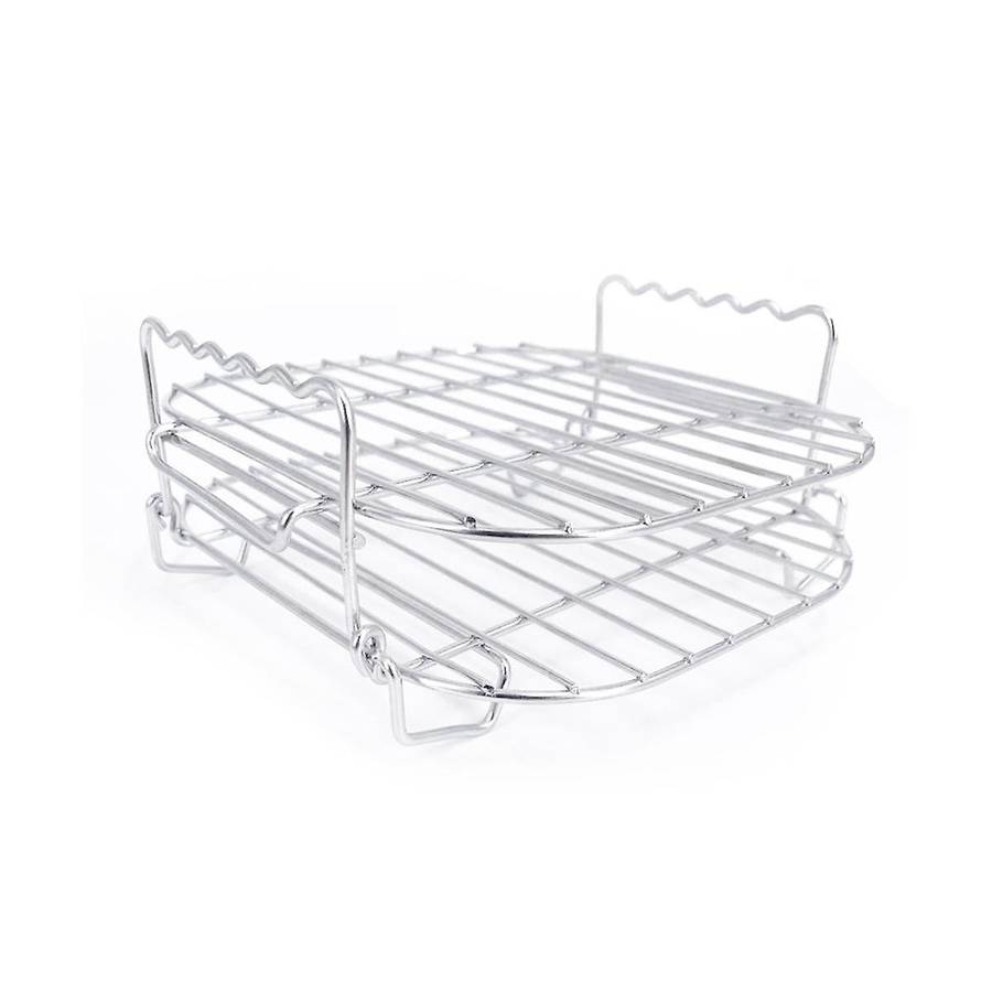 Stainless Steel Airfryers Double Layer Rack Versatile Square Roasting Grill with Skewers Baking Tray