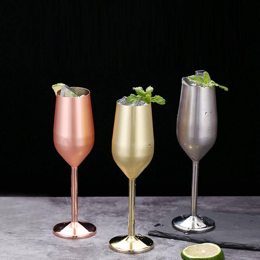Stainless Steel Champagne Cup Wedding Toasting Champagne Wine Glass Cocktail Glass Restaurant Goblet