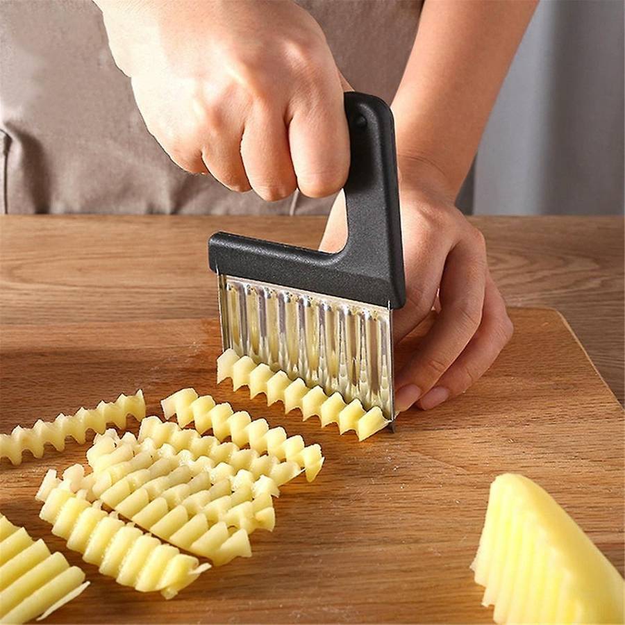 Stainless Steel Potato Chip Slicer, Dough Vegetable and Fruit Corrugated Slicing Knife, French Frie