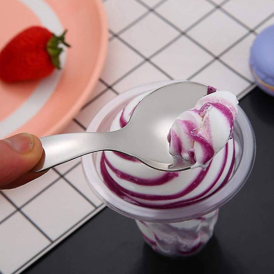 Stainless Steel Serving Spoons with Short Handle for Ice Cream, Salt, Tea, Coffee, (silver, 5 Pcs)