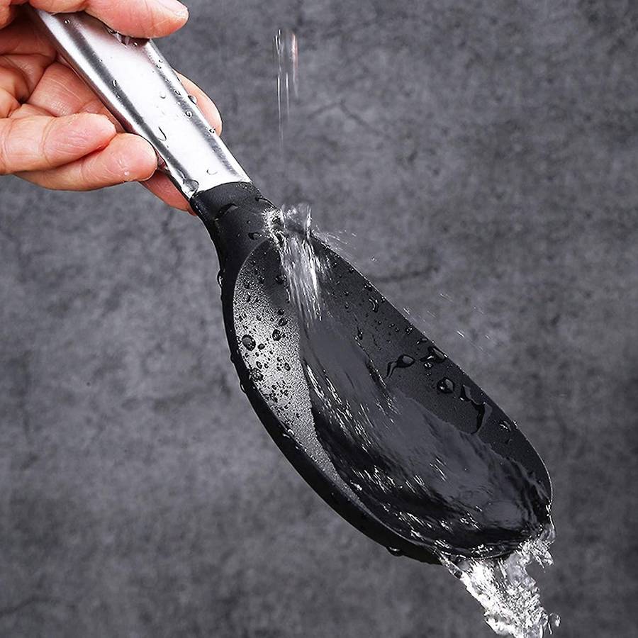 Stainless Steel Silicone Clad Steel Rice Spoon Kitchen Utensils Non-Stick Heat-Resistant, Environmen