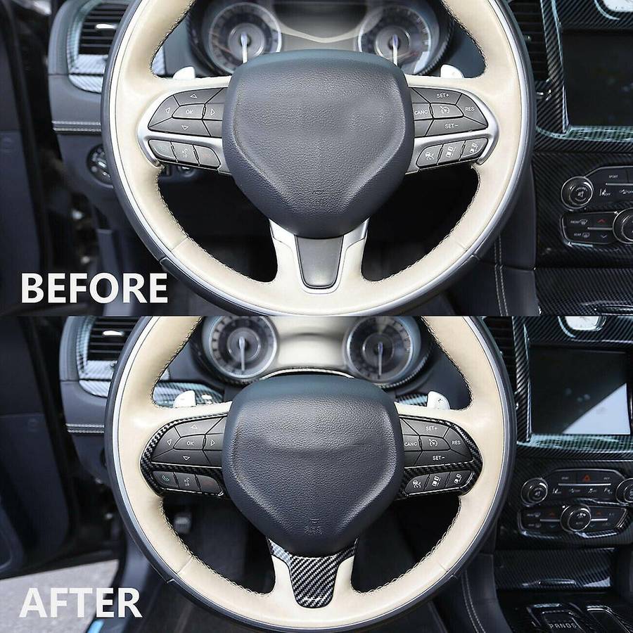Steering Wheel Cover Trim ABS Interior Accessories for 300C 2015-2021 (Carbon Fiber)