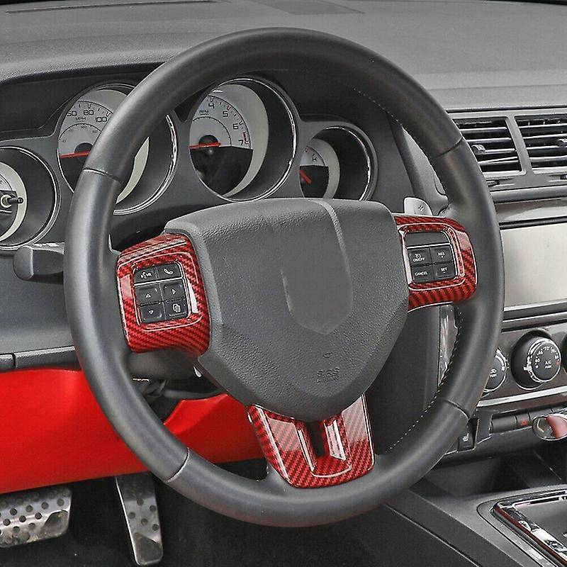 Steering Wheel Cover Trim Interior Accessories ABS for 2009 2010 2011 2012 2013 2014 (Red Carbon Fib
