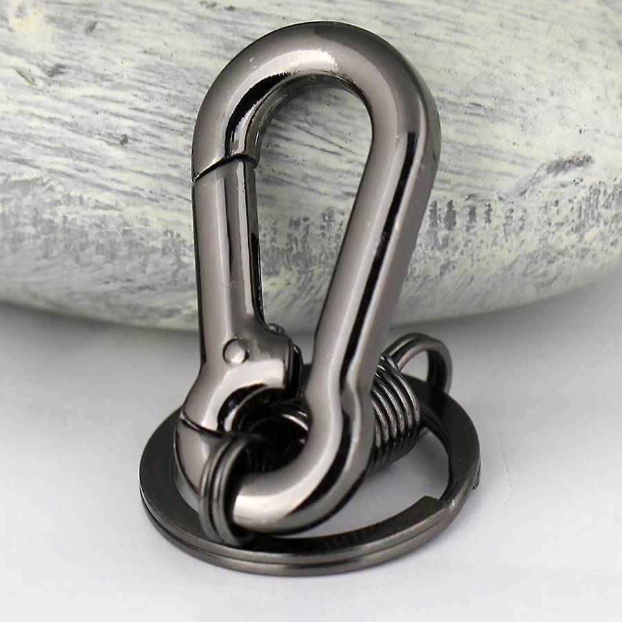 Sturdy Carabiner Key Chain Key Ring Polished Key Chain Spring Key Chain Business Waist Key Chain, Bl