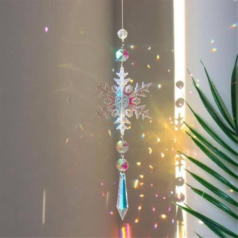 Sun Catchers Indoor Window Snowflakes Hanging Crystal Suncatcher Prism Ball Rainbow Suncatcher Snowf