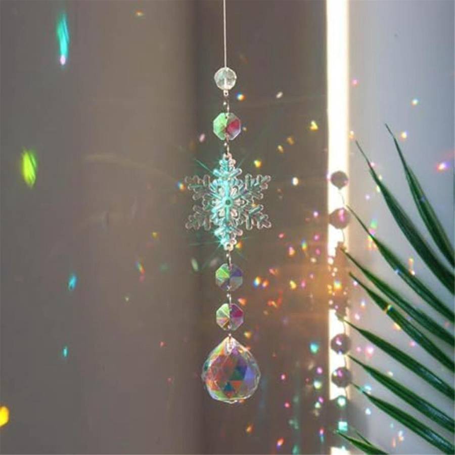 Sun Catchers Indoor Window Snowflakes Hanging Crystal Suncatcher Prism Ball Rainbow Suncatcher Snowf
