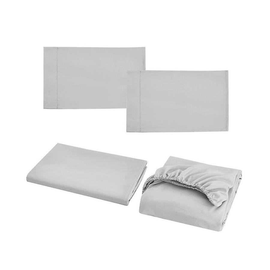 Super Soft Easy Care Microfiber 4 Piece Bed Sheet Set Light Gray, Solid