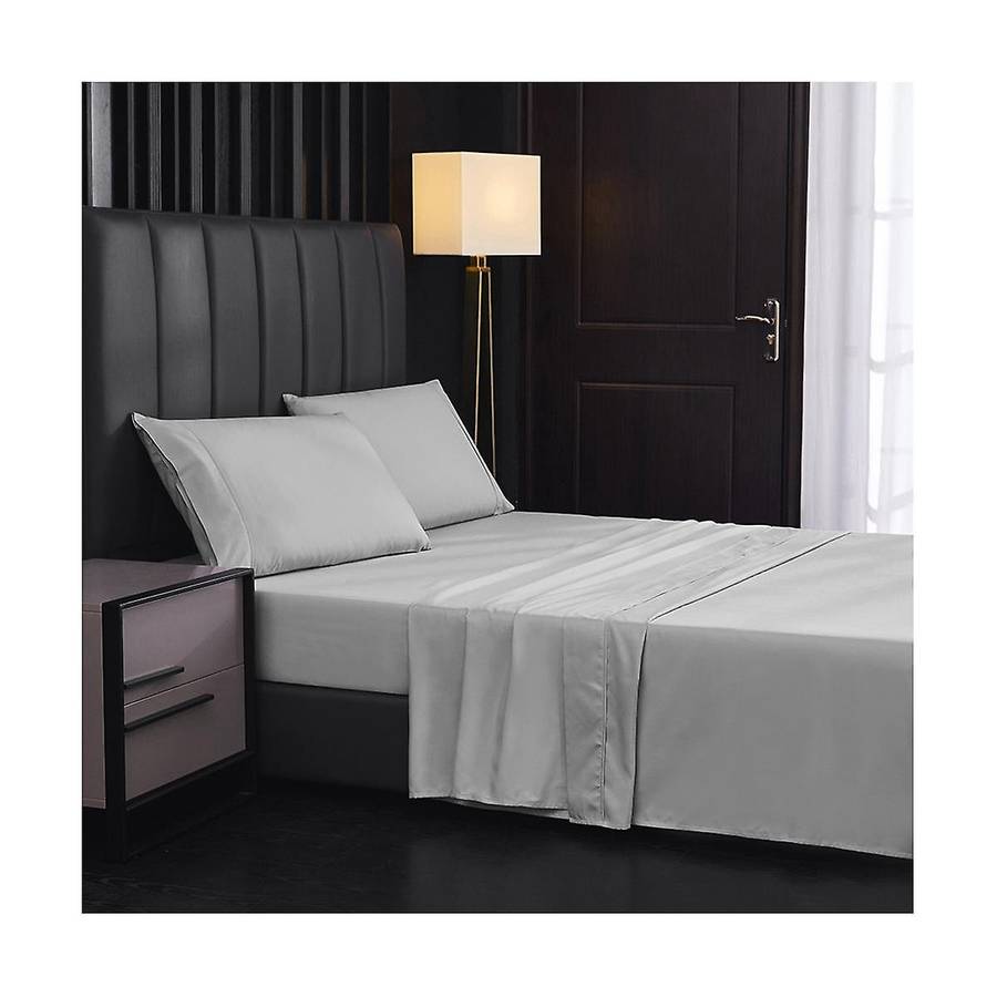 Super Soft Easy Care Microfiber 4 Piece Bed Sheet Set Light Gray, Solid