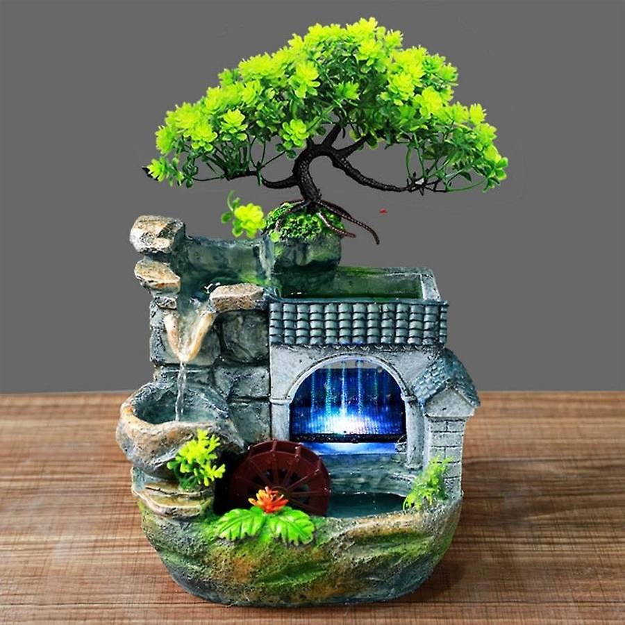 Tabletop Fountain Rockery Waterfall Fountain Desktop Mini Rockery Crafts Gift Atomizing Humidifier F