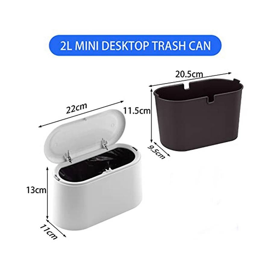 Tabletop Trash Can with Pop-up Lid, Mini Trash Can, Compact Design Mini Cosmetic Bucket, Plastic Ta