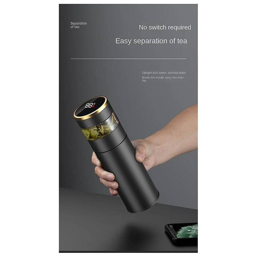 Tea Infuser Vacuum Flask Temperature Led Display 450ml Insulated Cup Stainless Steel Bottle Travel C