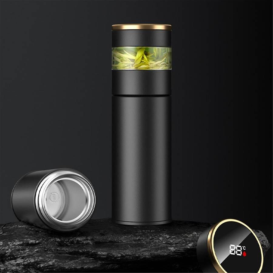 Tea Infuser Vacuum Flask Temperature Led Display 450ml Insulated Cup Stainless Steel Bottle Travel C