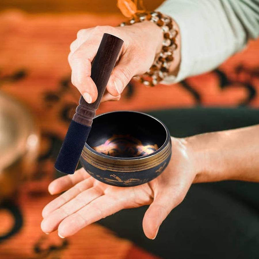 Tibetan Singing Bowl Set with New Dual End Stroker Cushion for Meditation Yoga Spiritual Healing Mi