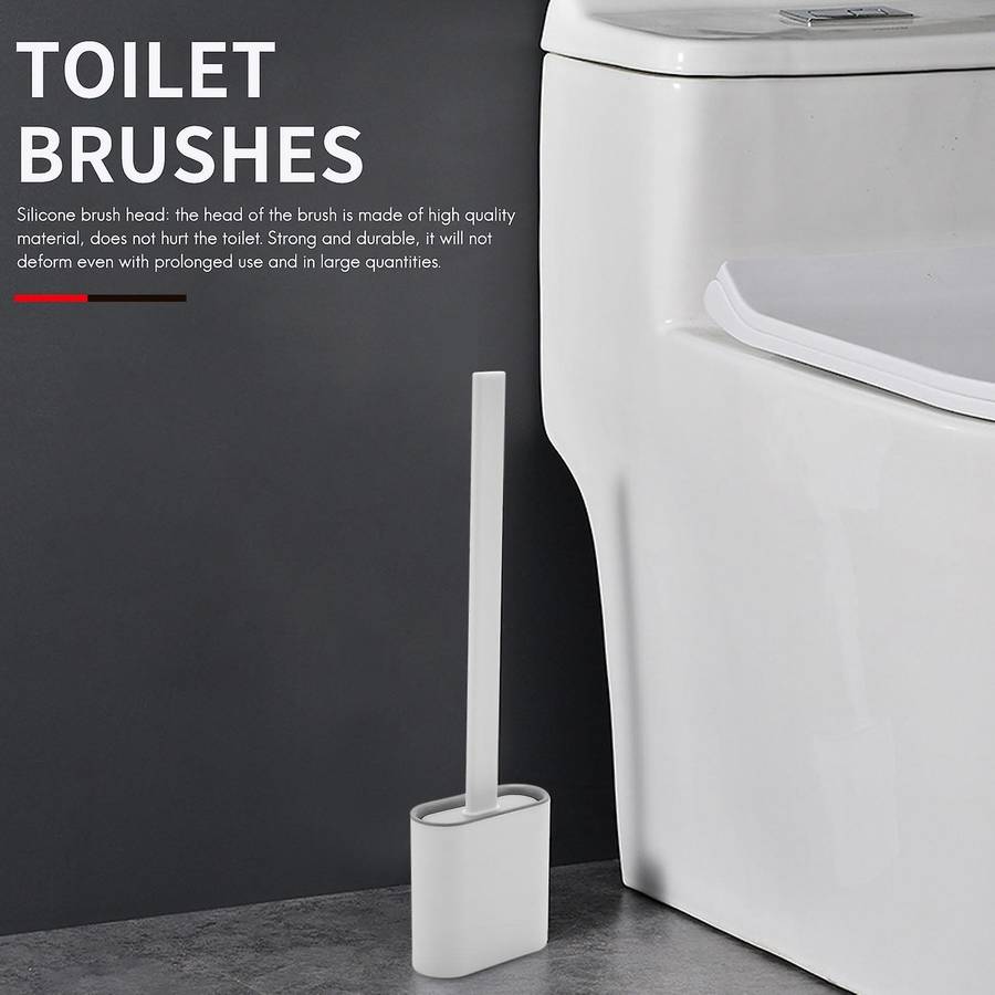 Toilet Brush with Holder - 2 Pack Of Deep Silicone Toilet Brushes and Holders Quick Drying Set With
