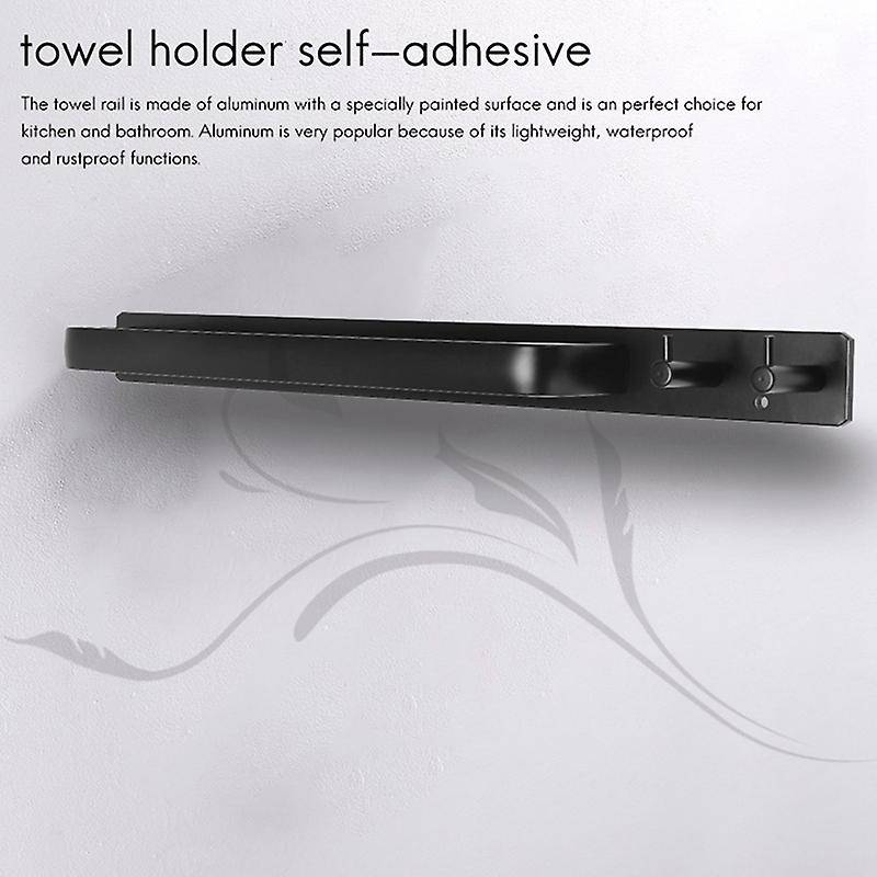 Towel Holder without Drilling,tea Towel Rail Aluminum Black,adhesive Bath Towel Holder for The Bath