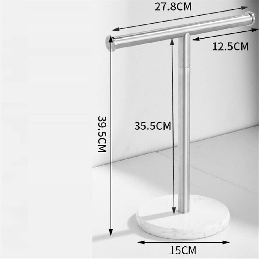 T-shape Hand Towel Stand with Marble Base for Bathroom Countertop Tissue Rack Holder Kitchen Free-st