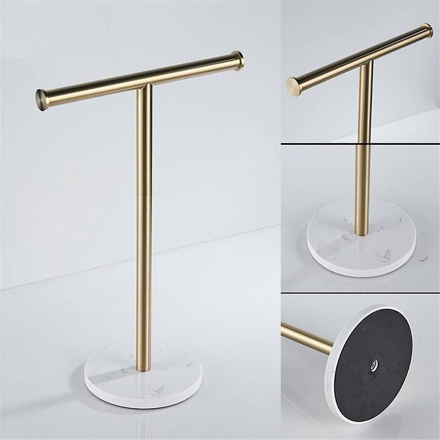 T-shape Hand Towel Stand with Marble Base for Bathroom Countertop Tissue Rack Holder Kitchen Free-st