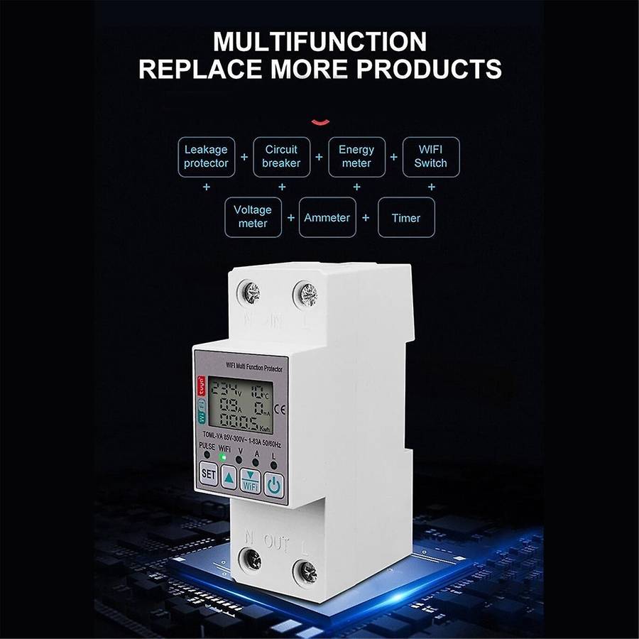 Tuya 63A 110V 220V WiFi Energy Meter Kwh Metering Switch Timing Function with Voltage Current and Le