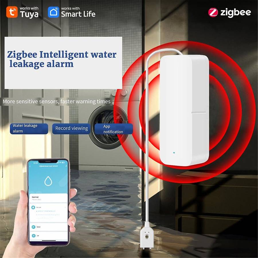 Tuya ZigBee Water Level Sensor Leakage Alarm Flood Leak Detector Smart Home Water Alert Overflow Ala