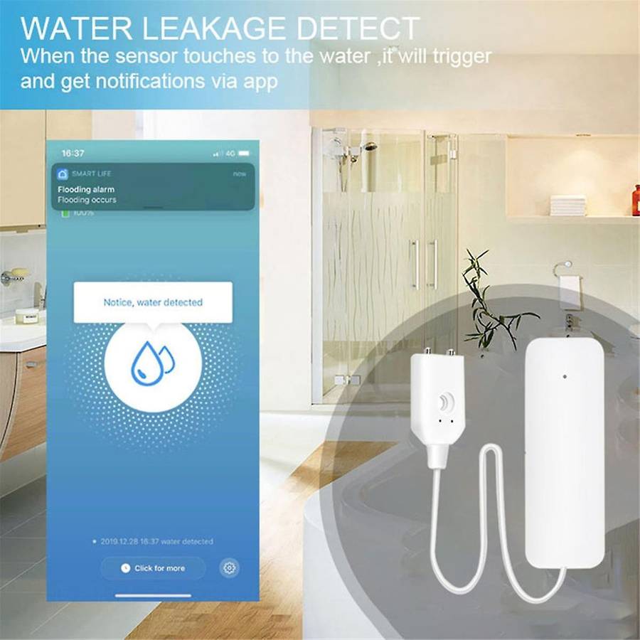 Tuya ZigBee Water Level Sensor Leakage Alarm Flood Leak Detector Smart Home Water Alert Overflow Ala