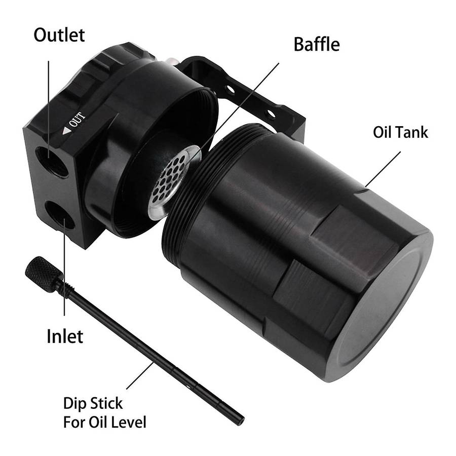 Universal 300Ml Oil Catch Can Tank Polish Baffled Engine Air Oil Separator Tank Reservoir Kit-Black