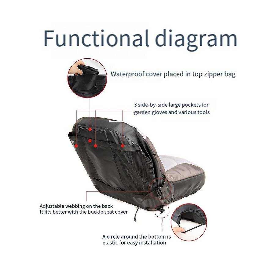 Universal Riding Lawn Mower Tractor Seats Cover Padded Comfort Pad Storage Pouch Lawn Mower Accessor
