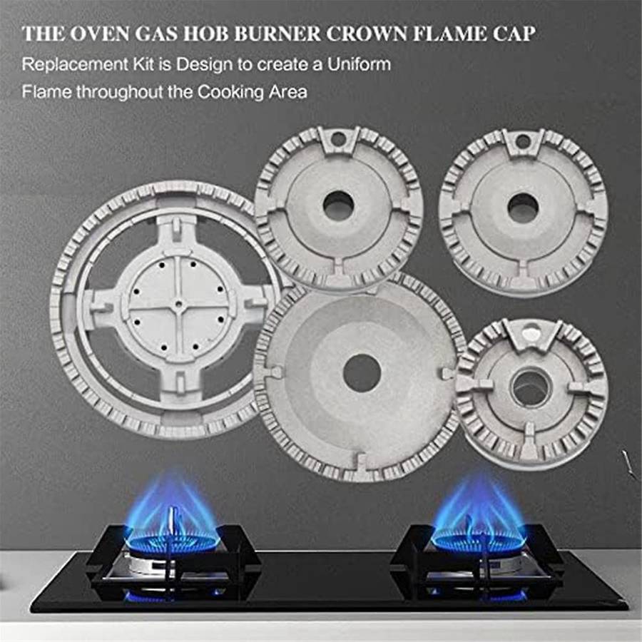 Upgrade Cooker Hat Set Oven Gas Hob Burner Crown Flame Cap Cover for Kitchen Fit for Stove Handles L
