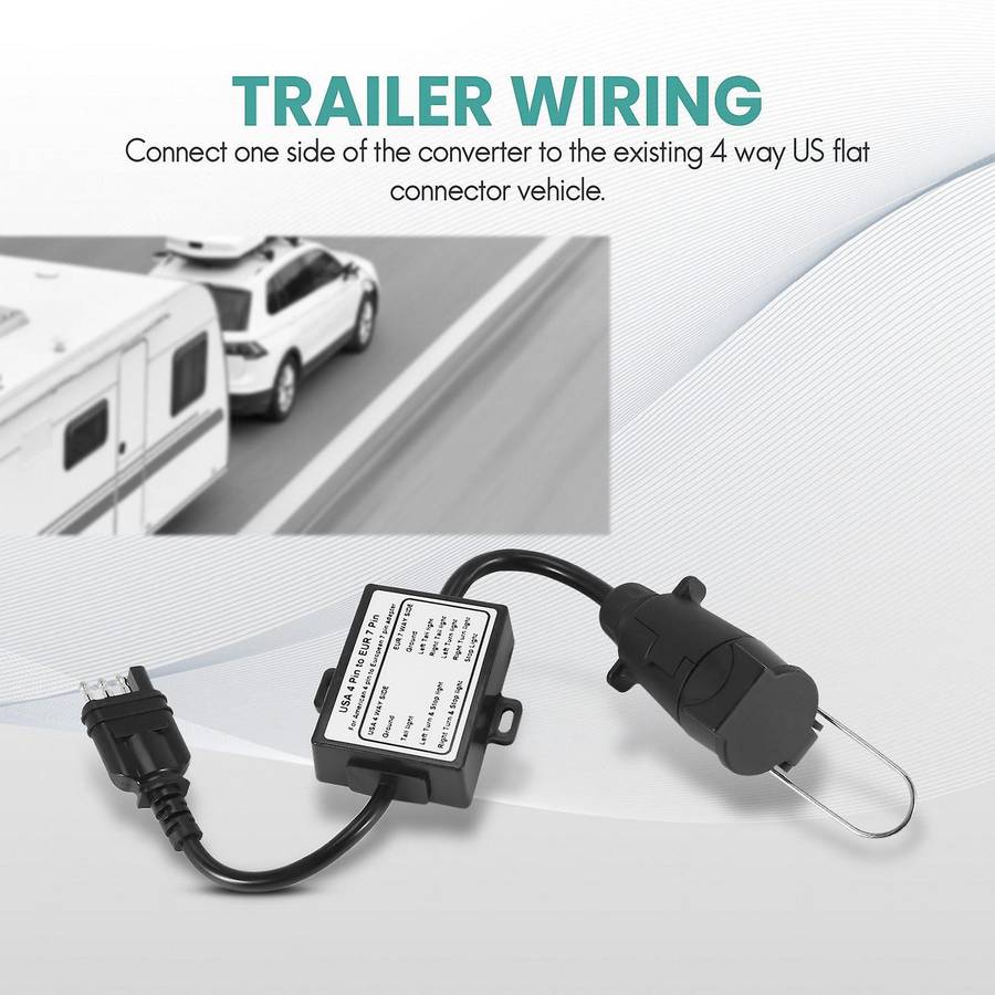 Us to Europe Trailer Light Converter 4 Way Flat Socket (american Vehicle) to 7 Way Round Socket (eu