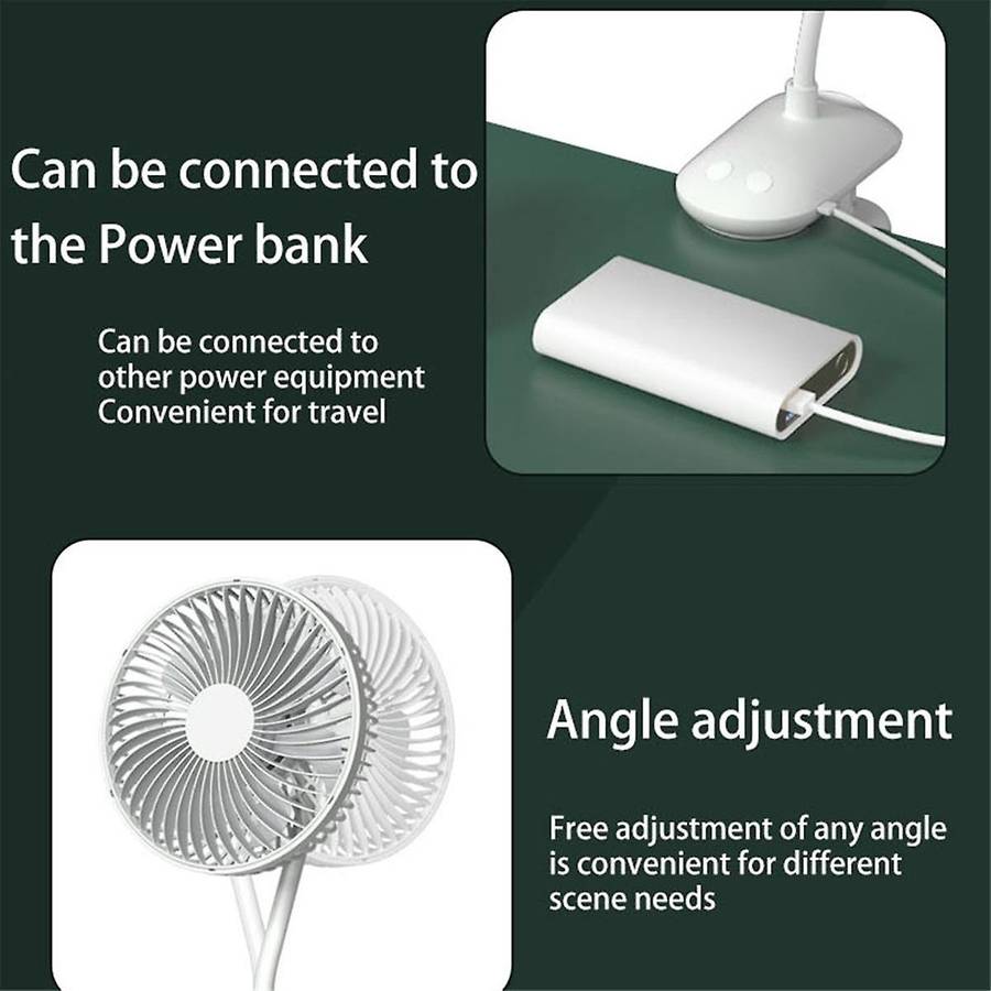 USB Stroller Fans 3600Mah Fan Clip Fan Portable with 4 Gears Quiet Clip on Mini Table Fan 720 Rotata