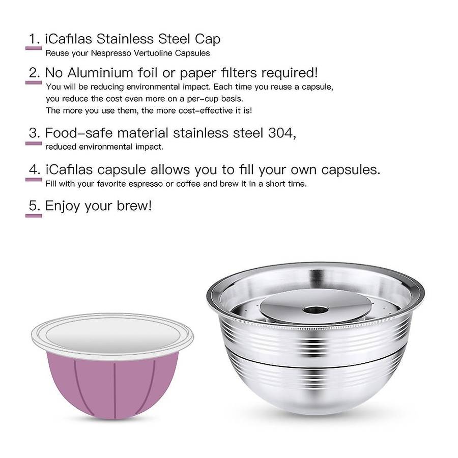 Vertuo Coffee Filters for Vertuoline Next & Plus ENV135 Refillable Stainless Steel Coffee Capsule Po