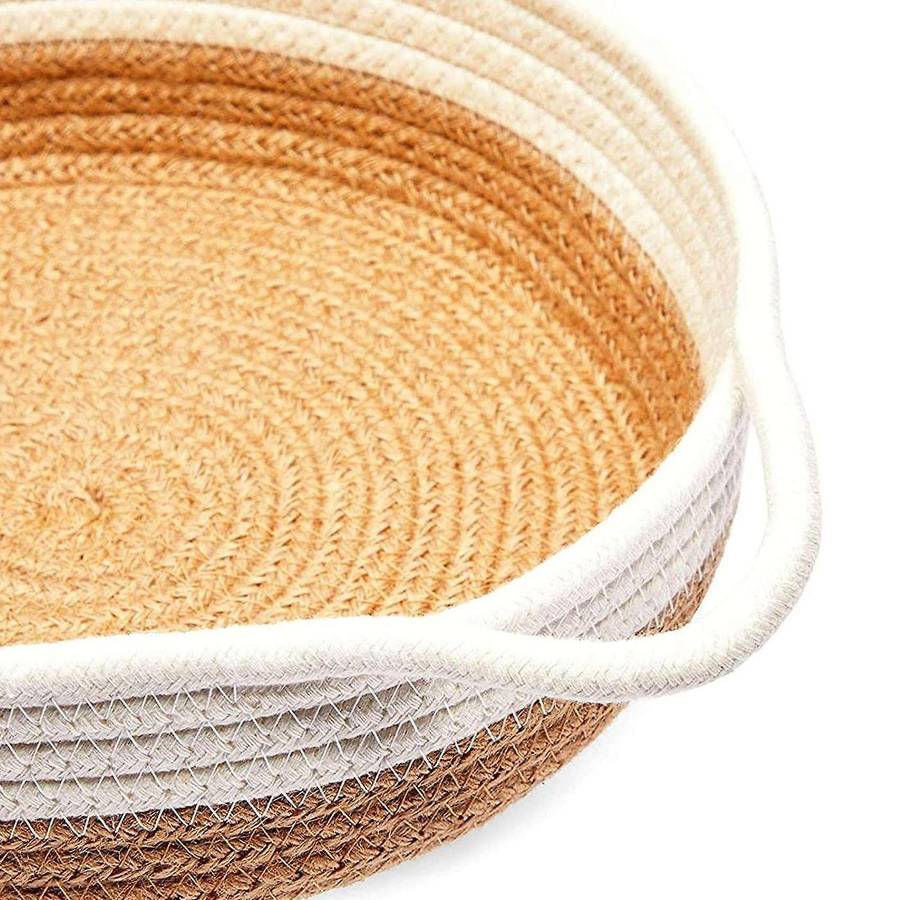 White Woven Fruit Basket Set with Handles (9.8 X 8.7 X 2.8inch,3pack)