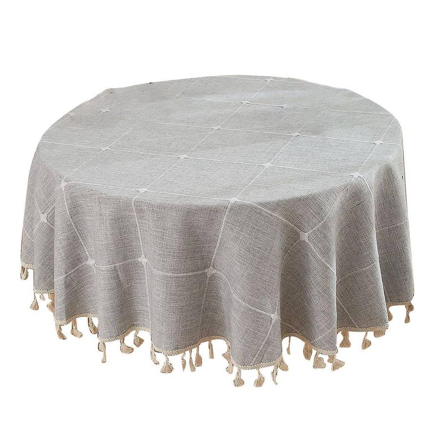 59inch Rustic Table Clothes for Round Tables (lattice Grey)
